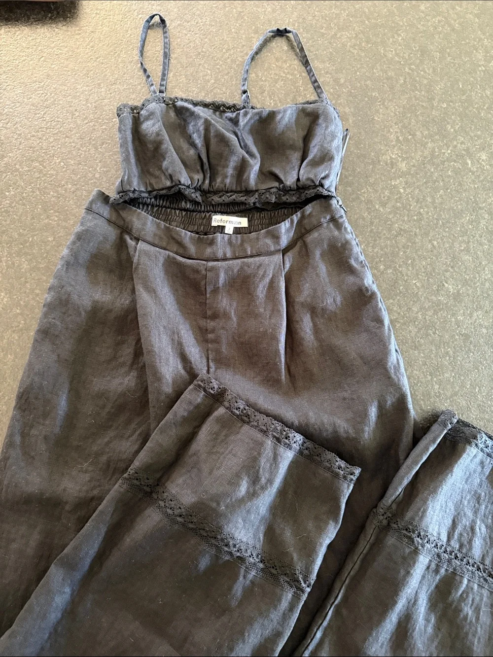 Reformation Violet Linen Two Piece